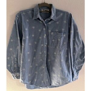 Vintage Denim Star Shirt Womens M Light Wash Cotton Chore Western 90s Concert